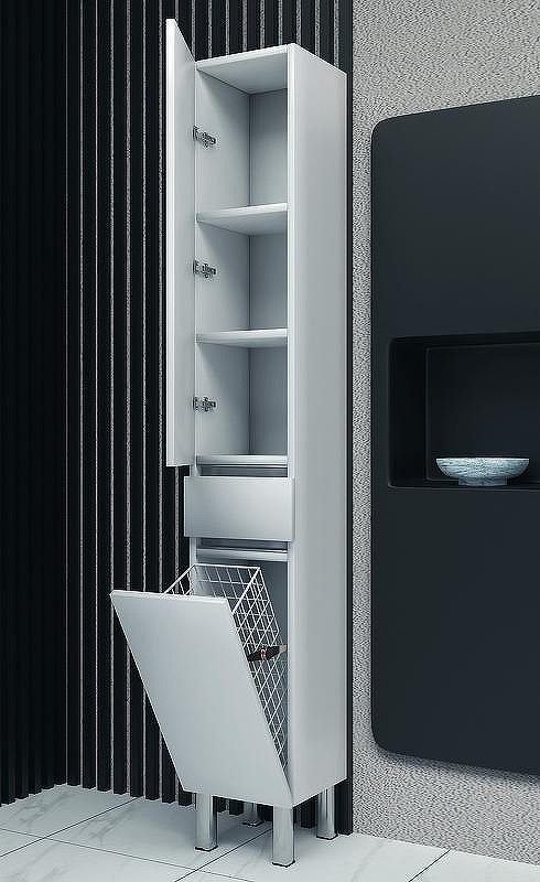 Шкаф пенал SanVit Кубэ-3 К 32 pkube3w с бельевой корзиной Белый глянцевый, купить, цена, заказать, магазин, доставка, скидка, промокод, купить, цена, заказать, магазин, доставка, скидка, промокод