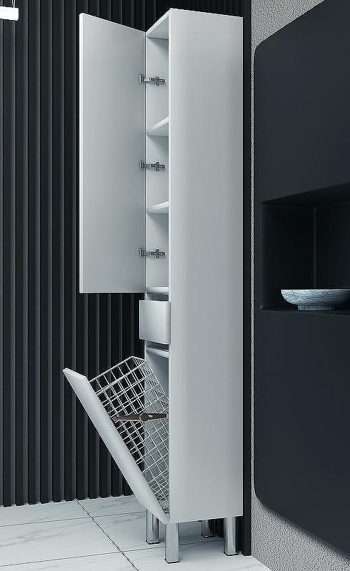 Шкаф пенал SanVit Кубэ-3 К 32 pkube3w с бельевой корзиной Белый глянцевый, купить, цена, заказать, магазин, доставка, скидка, промокод, купить, цена, заказать, магазин, доставка, скидка, промокод