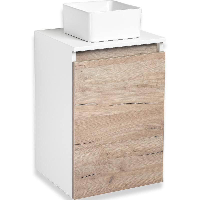 Тумба под раковину Runo Бари 40 00-00001372 подвесная Крафт дуб Белая, купить, цена, заказать, магазин, доставка, скидка, промокод, купить, цена, заказать, магазин, доставка, скидка, промокод