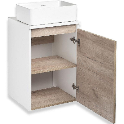 Тумба под раковину Runo Бари 40 00-00001372 подвесная Крафт дуб Белая