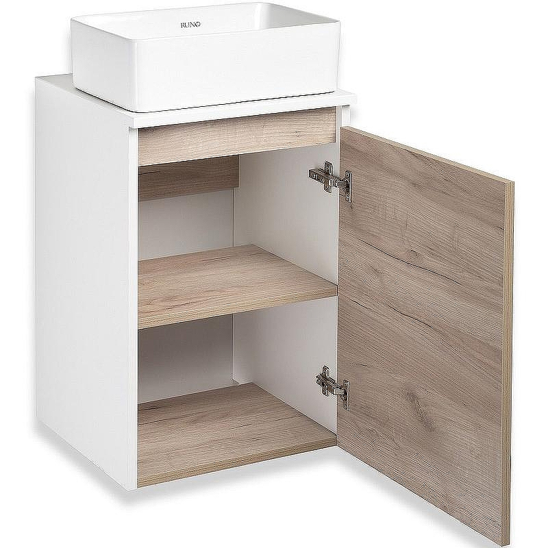 Тумба под раковину Runo Бари 40 00-00001372 подвесная Крафт дуб Белая, купить, цена, заказать, магазин, доставка, скидка, промокод, купить, цена, заказать, магазин, доставка, скидка, промокод