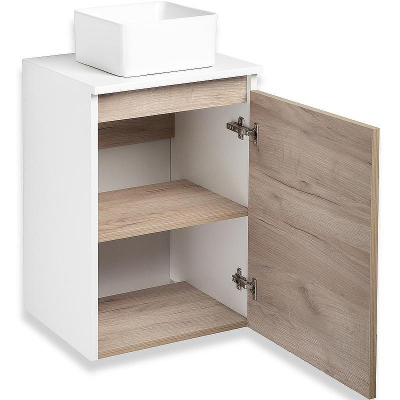 Тумба под раковину Runo Бари 40 00-00001372 подвесная Крафт дуб Белая