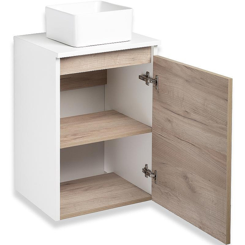 Тумба под раковину Runo Бари 40 00-00001372 подвесная Крафт дуб Белая, купить, цена, заказать, магазин, доставка, скидка, промокод, купить, цена, заказать, магазин, доставка, скидка, промокод