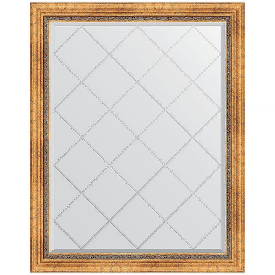 Зеркало Evoform Exclusive-G 121х96 BY 4361 с гравировкой в багетной раме - Римское золото 88