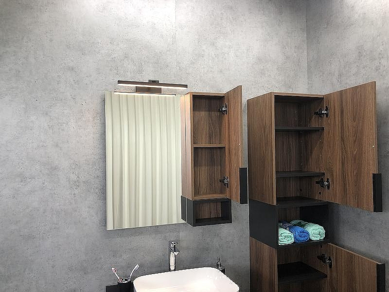 Зеркало со шкафом Comforty Штутгарт 75 00004151037 Дуб темно-коричневый Черное матовое, купить, цена, заказать, магазин, доставка, скидка, промокод, купить, цена, заказать, магазин, доставка, скидка, промокод