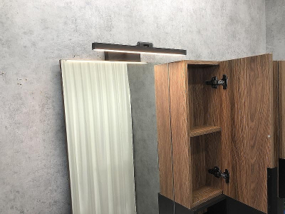 Зеркало со шкафом Comforty Штутгарт 75 00004151037 Дуб темно-коричневый Черное матовое