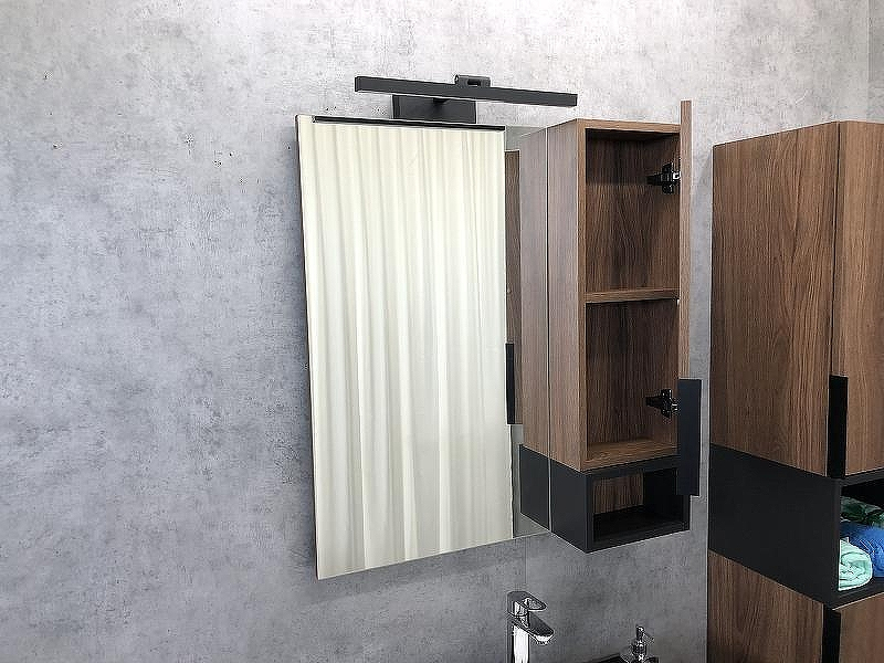 Зеркало со шкафом Comforty Штутгарт 75 00004151037 Дуб темно-коричневый Черное матовое, купить, цена, заказать, магазин, доставка, скидка, промокод, купить, цена, заказать, магазин, доставка, скидка, промокод