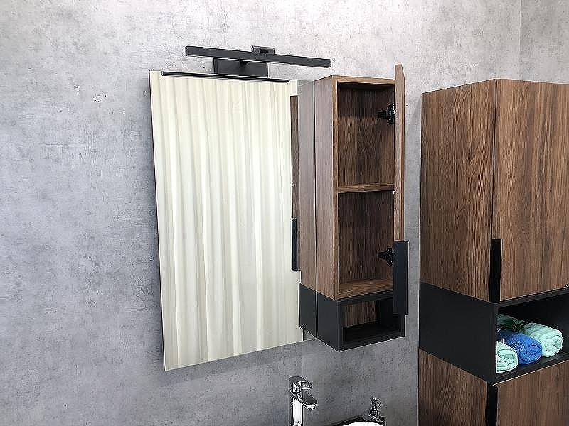 Зеркало со шкафом Comforty Штутгарт 75 00004151037 Дуб темно-коричневый Черное матовое, купить, цена, заказать, магазин, доставка, скидка, промокод, купить, цена, заказать, магазин, доставка, скидка, промокод