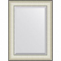 Зеркало Evoform Exclusive 74х54 BY 7449 с фацетом в багетной раме - Белая кожа с хромом 78, купить, цена, заказать, магазин, доставка, скидка, промокод, купить, цена, заказать, магазин, доставка, скидка, промокод