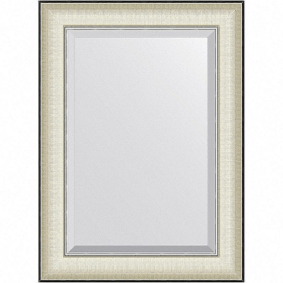 Зеркало Evoform Exclusive 74х54 BY 7449 с фацетом в багетной раме - Белая кожа с хромом 78