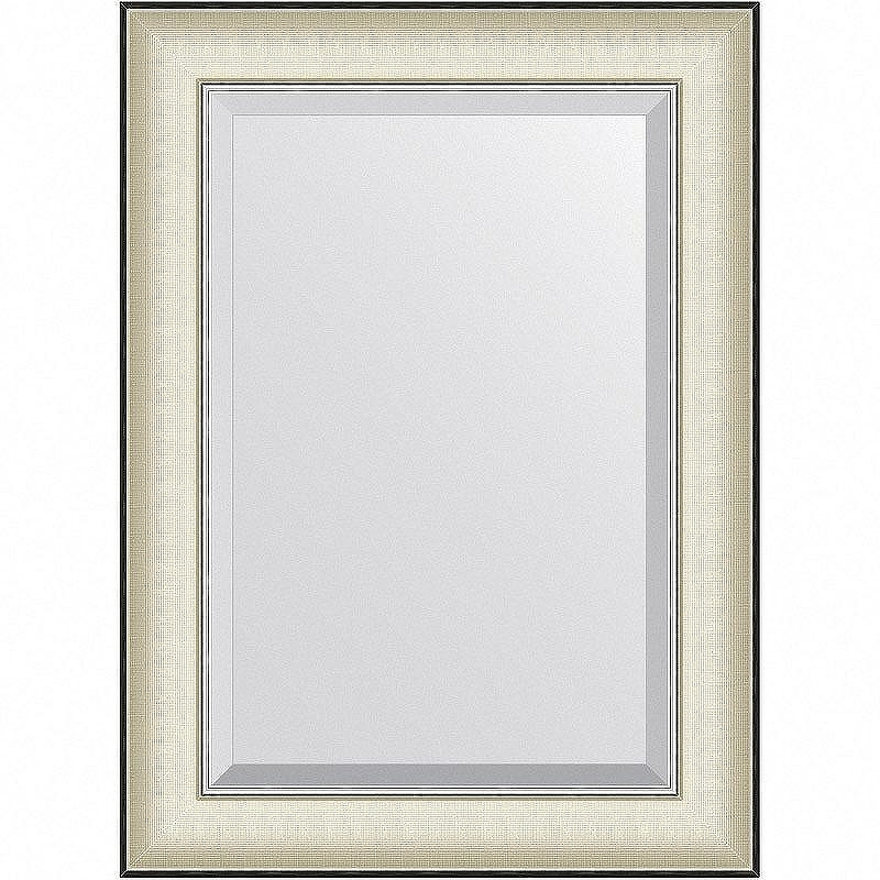 Зеркало Evoform Exclusive 74х54 BY 7449 с фацетом в багетной раме - Белая кожа с хромом 78, купить, цена, заказать, магазин, доставка, скидка, промокод, купить, цена, заказать, магазин, доставка, скидка, промокод