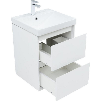 Тумба под раковину Aquanet Милан 50 336366 подвесная Белый глянец