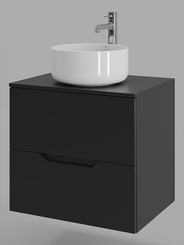 Тумба с раковиной Orange Line 60 Li-60TubMDF+B07-345W подвесная Черная матовая, купить, цена, заказать, магазин, доставка, скидка, промокод, купить, цена, заказать, магазин, доставка, скидка, промокод