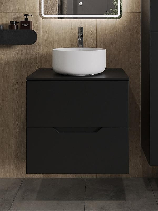 Тумба с раковиной Orange Line 60 Li-60TubMDF+B07-345W подвесная Черная матовая, купить, цена, заказать, магазин, доставка, скидка, промокод, купить, цена, заказать, магазин, доставка, скидка, промокод