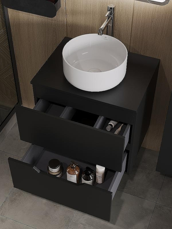 Тумба с раковиной Orange Line 60 Li-60TubMDF+B07-345W подвесная Черная матовая, купить, цена, заказать, магазин, доставка, скидка, промокод, купить, цена, заказать, магазин, доставка, скидка, промокод