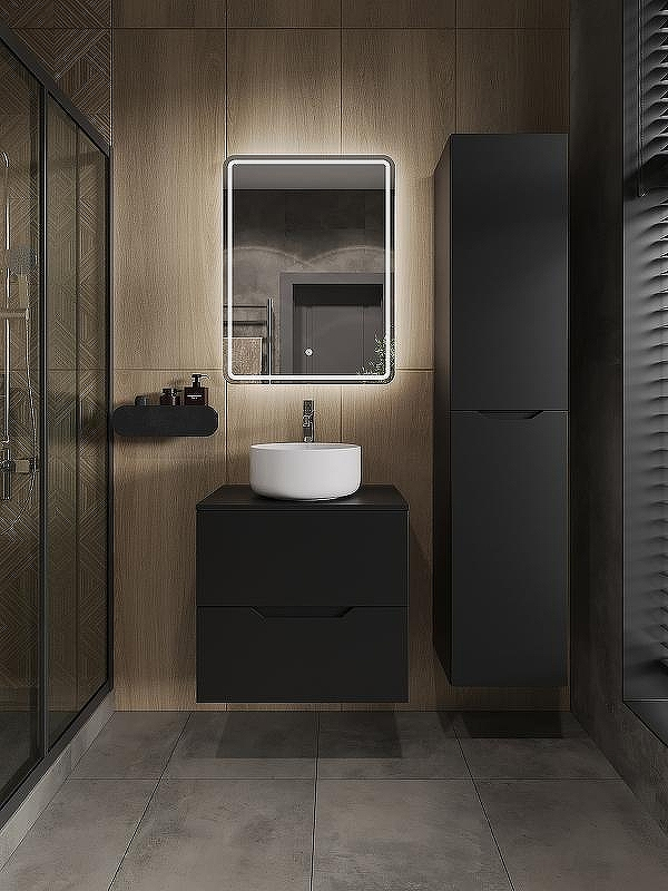 Тумба с раковиной Orange Line 60 Li-60TubMDF+B07-345W подвесная Черная матовая, купить, цена, заказать, магазин, доставка, скидка, промокод, купить, цена, заказать, магазин, доставка, скидка, промокод