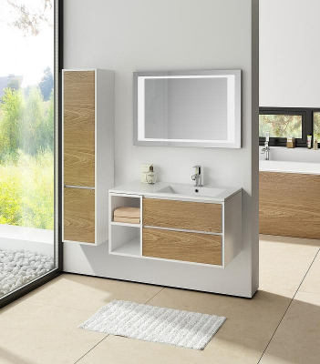 Тумба с раковиной SanVit Мэри-4 90 R kmery904 с фактурой под дерево подвесная Лиственница