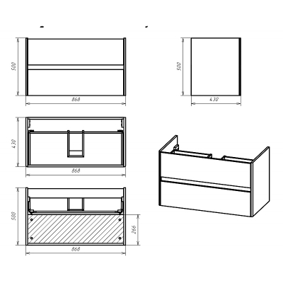 Тумба с раковиной Misty Адриана 90 УТ000010217 подвесная Дуб Вотан Белый