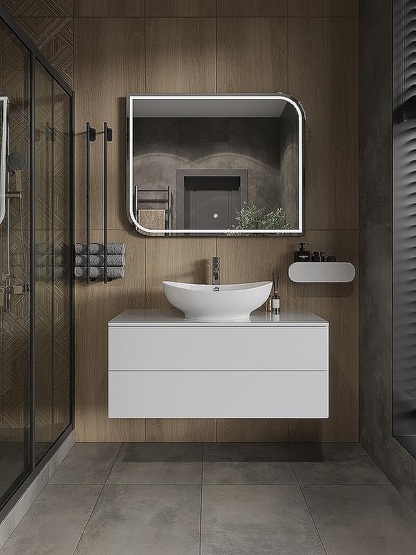 Тумба с раковиной Orange Otto 100 Ot-100TuGLASS+G56 Белая, купить, цена, заказать, магазин, доставка, скидка, промокод, купить, цена, заказать, магазин, доставка, скидка, промокод