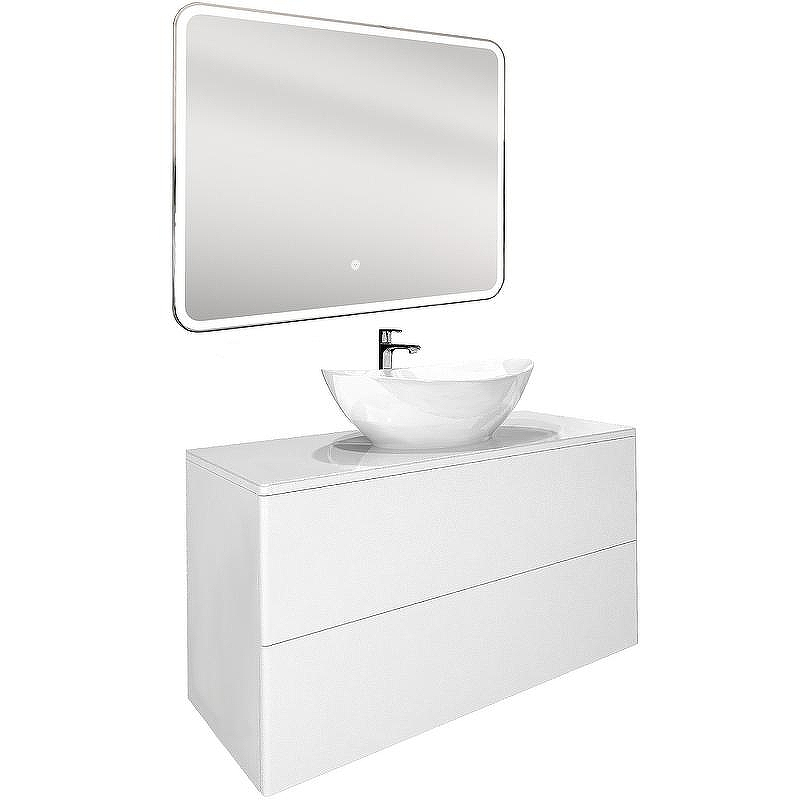 Тумба с раковиной Orange Otto 100 Ot-100TuGLASS+G56 Белая, купить, цена, заказать, магазин, доставка, скидка, промокод, купить, цена, заказать, магазин, доставка, скидка, промокод