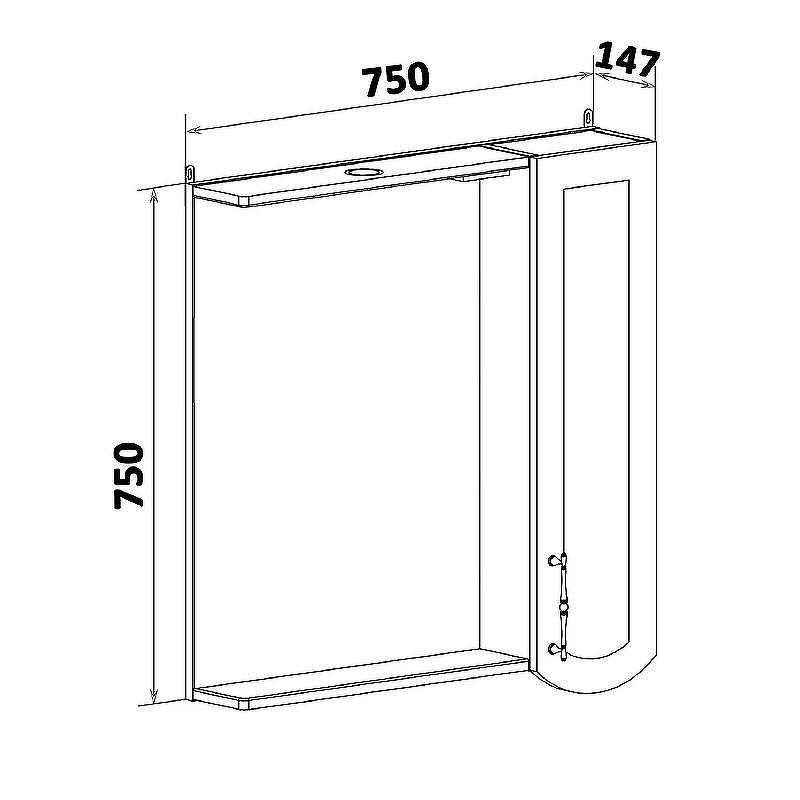 Зеркало со шкафом Runo Неаполь 75 R 00-00001031 с подсветкой Белое, купить, цена, заказать, магазин, доставка, скидка, промокод, купить, цена, заказать, магазин, доставка, скидка, промокод