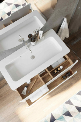 Тумба с раковиной Creto Bravo 80 22-BrW80 подвесная цвет Белый глянец