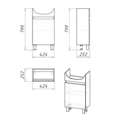Тумба под раковину Grossman Поло 45 104501-1 цвет Дуб сонома светлый Белый глянцевый