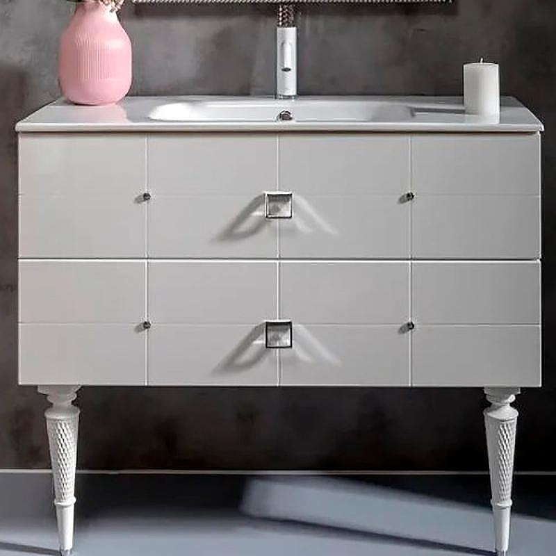 Тумба под раковину Boheme Armadi Art Vallessi Avangarde Piazza 100 841-100-WCR подвесная Белая Хром, купить, цена, заказать, магазин, доставка, скидка, промокод, купить, цена, заказать, магазин, доставка, скидка, промокод