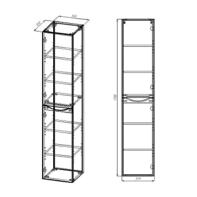 Шкаф пенал Vincea Mia 35 L VSC-2M170BT-L подвесной Beton