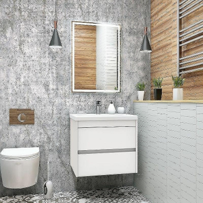 Тумба под раковину Art&Max Family-580-2C-SO-BL подвесная Белый глянец