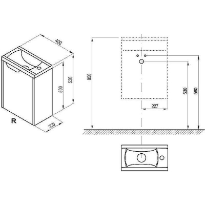 Тумба под раковину Ravak SD Classic 40 R X000001486 подвесная Белая глянцевая