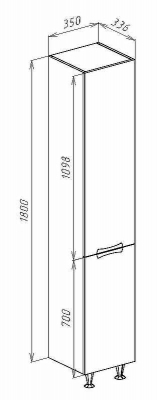 Шкаф пенал Bellezza Лагуна 35 R 4622107001030 Красный Белый