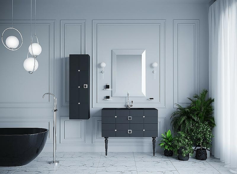 Тумба под раковину Boheme Armadi Art Vallessi Avangarde Piazza 80 841-080-BCR подвесная Черная Хром, купить, цена, заказать, магазин, доставка, скидка, промокод, купить, цена, заказать, магазин, доставка, скидка, промокод