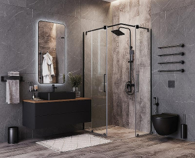 Зеркало Bond Loft 60x120 M35ZE-60120 с подсветкой Черное глянцевое с бесконтактным выключателем