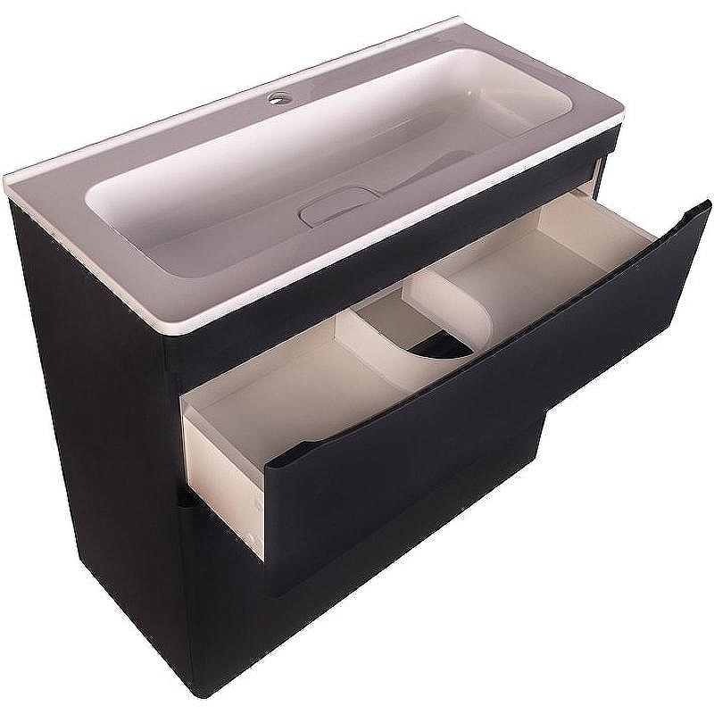 Тумба под раковину Style Line Бергамо мини 90 Люкс Plus СС-00002363 Черная антискрейч, купить, цена, заказать, магазин, доставка, скидка, промокод, купить, цена, заказать, магазин, доставка, скидка, промокод