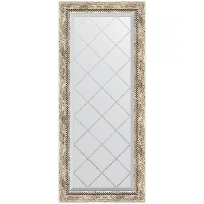 Зеркало Evoform Exclusive-G 123х53 BY 4048 с гравировкой в багетной раме - Прованс с плетением 70