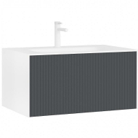 Тумба с раковиной Orka Cube 80 3000371 подвесная Антрацит матовый Белая, купить, цена, заказать, магазин, доставка, скидка, промокод, купить, цена, заказать, магазин, доставка, скидка, промокод