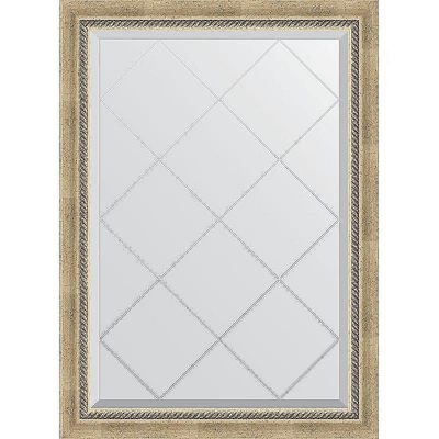 Зеркало Evoform Exclusive-G 101х73 BY 4175 с гравировкой в багетной раме - Состаренное серебро с плетением 70