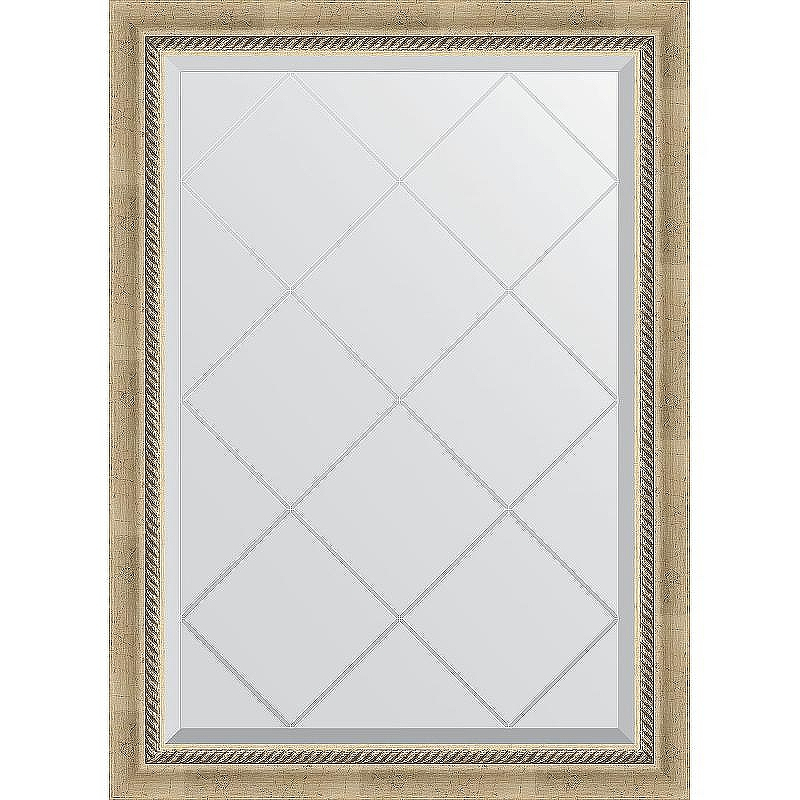 Зеркало Evoform Exclusive-G 101х73 BY 4175 с гравировкой в багетной раме - Состаренное серебро с плетением 70, купить, цена, заказать, магазин, доставка, скидка, промокод, купить, цена, заказать, магазин, доставка, скидка, промокод
