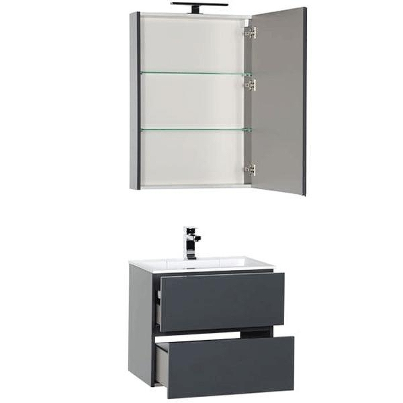 Комплект мебели для ванной Aquanet Алвита 60 184576 подвесной Серый антрацит, купить, цена, заказать, магазин, доставка, скидка, промокод, купить, цена, заказать, магазин, доставка, скидка, промокод