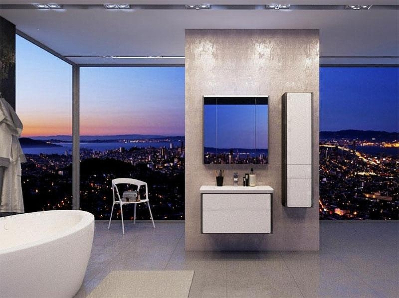 Шкаф пенал Roca Ronda 32 ZRU9302966 L подвесной Белый глянец Антрацит, купить, цена, заказать, магазин, доставка, скидка, промокод, купить, цена, заказать, магазин, доставка, скидка, промокод