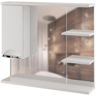 Зеркало со шкафом Mixline Этьен 80 L 540870 с подсветкой Белое