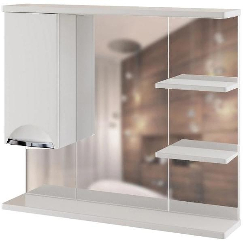 Зеркало со шкафом Mixline Этьен 80 L 540870 с подсветкой Белое, купить, цена, заказать, магазин, доставка, скидка, промокод, купить, цена, заказать, магазин, доставка, скидка, промокод