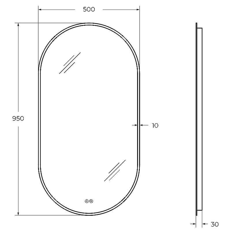 Зеркало Cezares Ellisse 50 CZR-SPC-ELS-500-950-RGB-TCH с подсветкой с сенсорным выключателем и функцией памяти, купить, цена, заказать, магазин, доставка, скидка, промокод, купить, цена, заказать, магазин, доставка, скидка, промокод
