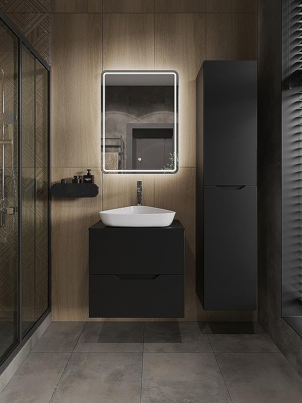 Тумба с раковиной Orange Line 60 Li-60TubMDF+B07-500W подвесная Черная матовая, купить, цена, заказать, магазин, доставка, скидка, промокод, купить, цена, заказать, магазин, доставка, скидка, промокод