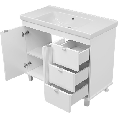 Тумба с раковиной Misty Аврора 100 УТ000024195 Белая матовая