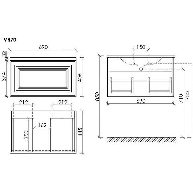 Тумба под раковину Sancos Very 70 VR70CE подвесная Beige Soft, купить, цена, заказать, магазин, доставка, скидка, промокод, купить, цена, заказать, магазин, доставка, скидка, промокод