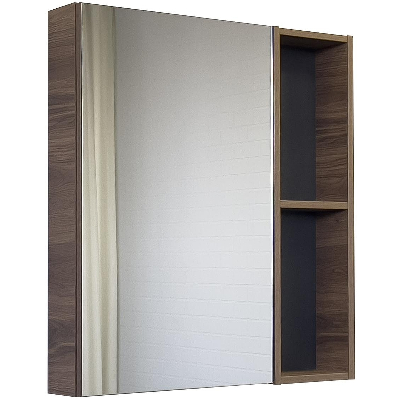 Зеркальный шкаф Comforty Дуэт 75 00-00017204 Дуб темно-коричневый, купить, цена, заказать, магазин, доставка, скидка, промокод, купить, цена, заказать, магазин, доставка, скидка, промокод