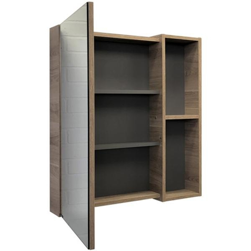 Зеркальный шкаф Comforty Дуэт 75 00-00017204 Дуб темно-коричневый, купить, цена, заказать, магазин, доставка, скидка, промокод, купить, цена, заказать, магазин, доставка, скидка, промокод