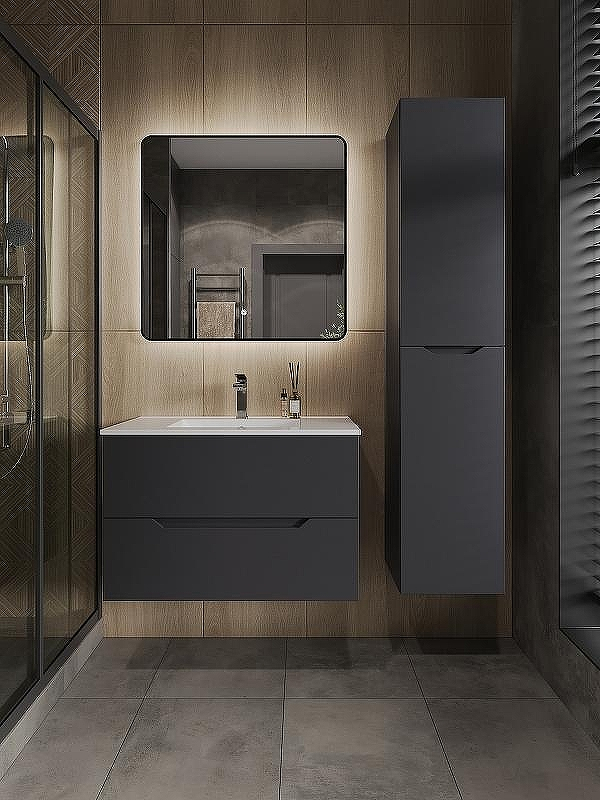 Тумба с раковиной Orange Line 80 Li-80Tug+Ra подвесная Графит матовый, купить, цена, заказать, магазин, доставка, скидка, промокод, купить, цена, заказать, магазин, доставка, скидка, промокод